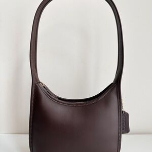 Authentic Coach Curve Zip Shoulder Bag Ergo Re-edition Maple Brown